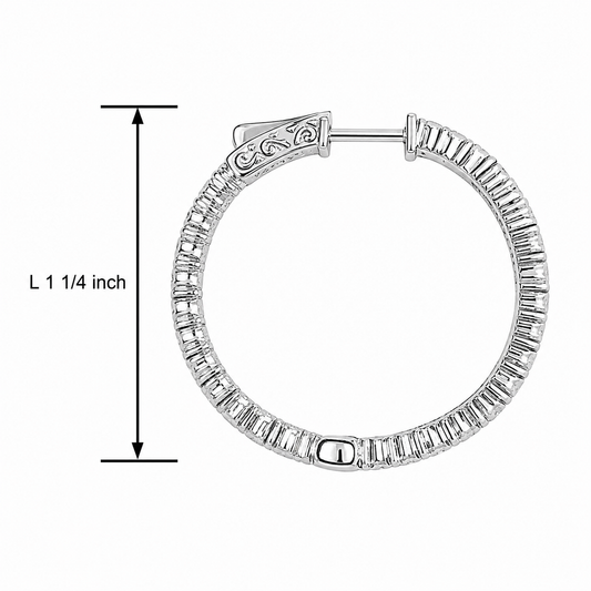 Inside-Out Round Shape 1.30- inch 3.00 ct. Hoop Earrings