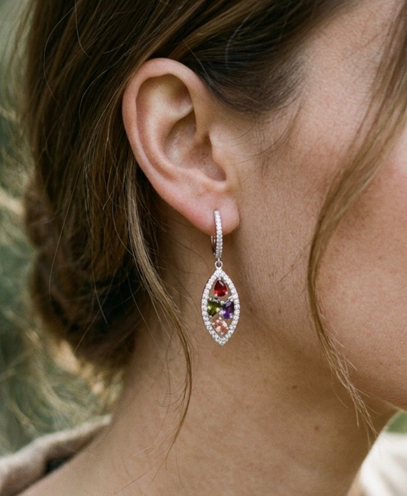 Sterling Silver Multi-Color French Hook Earrings