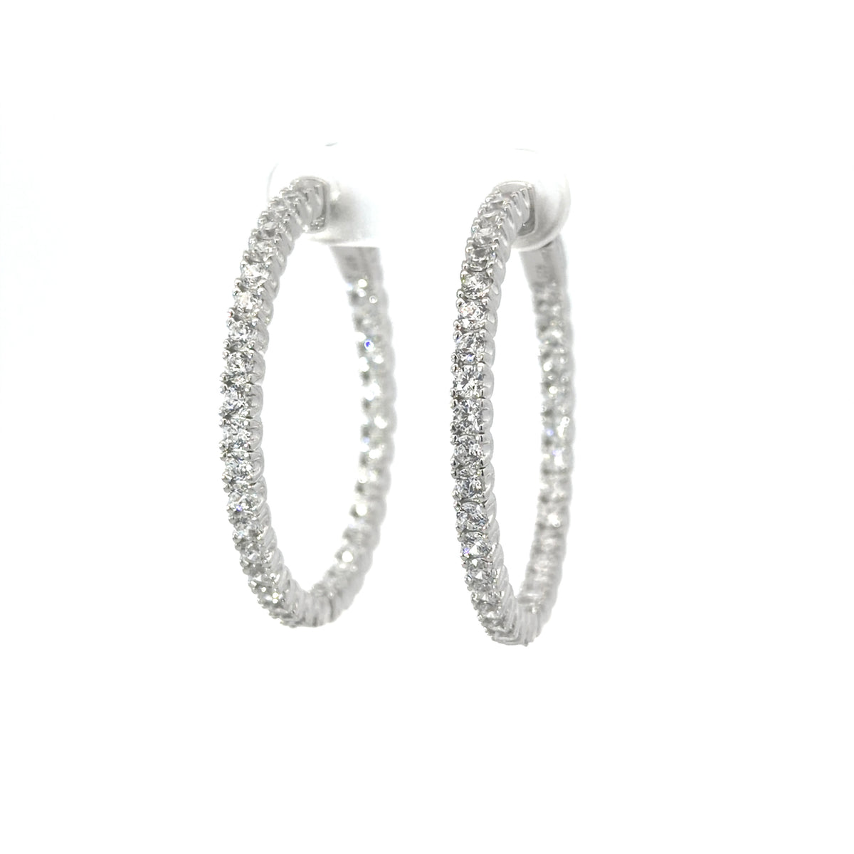 Sterling Silver Cubic Zirconia Inside-out hoop Earrings