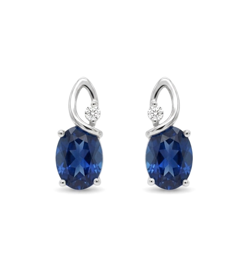 Sterling Silver Oval cut Sapphire Earrings