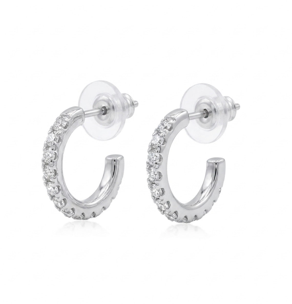 Sterling Silver Cubic Zirconia Huggie Earrings