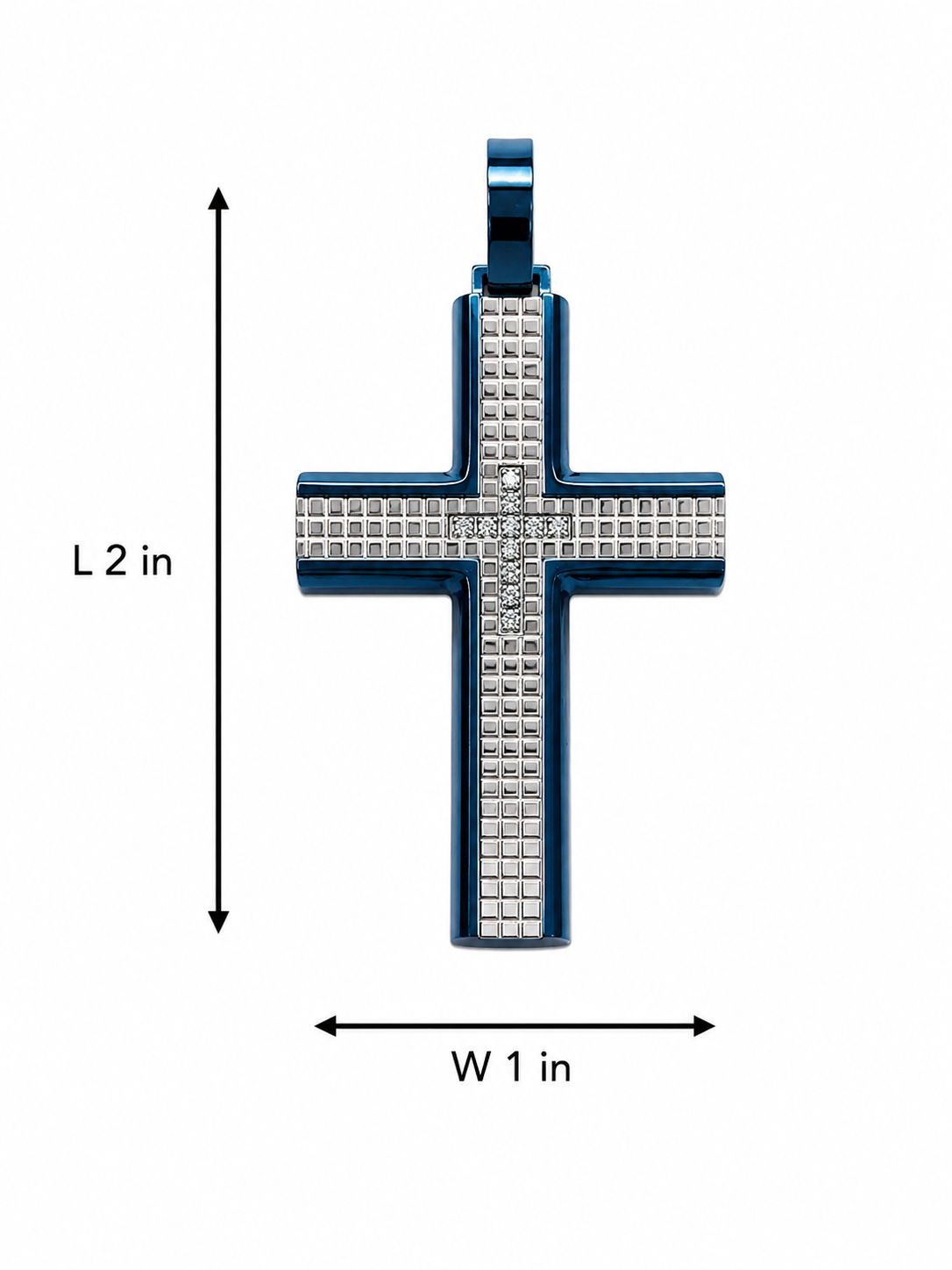 Blue Stainless Steel Industrial Cross Pendant
