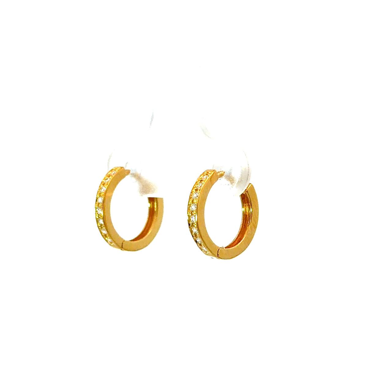 Gold Plated Sterling Silver Cubic Zirconia Huggie Earrings