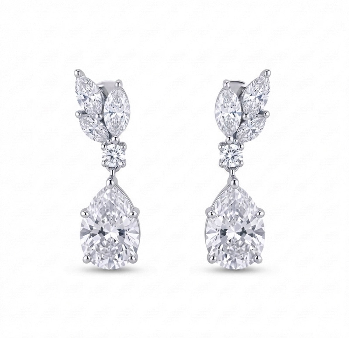 Sterling Silver Marquise & Teardrop-cut Cubic Zirconia Drop Earrings