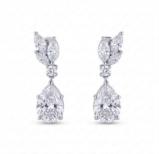 Sterling Silver Marquise & Teardrop-cut Cubic Zirconia Drop Earrings