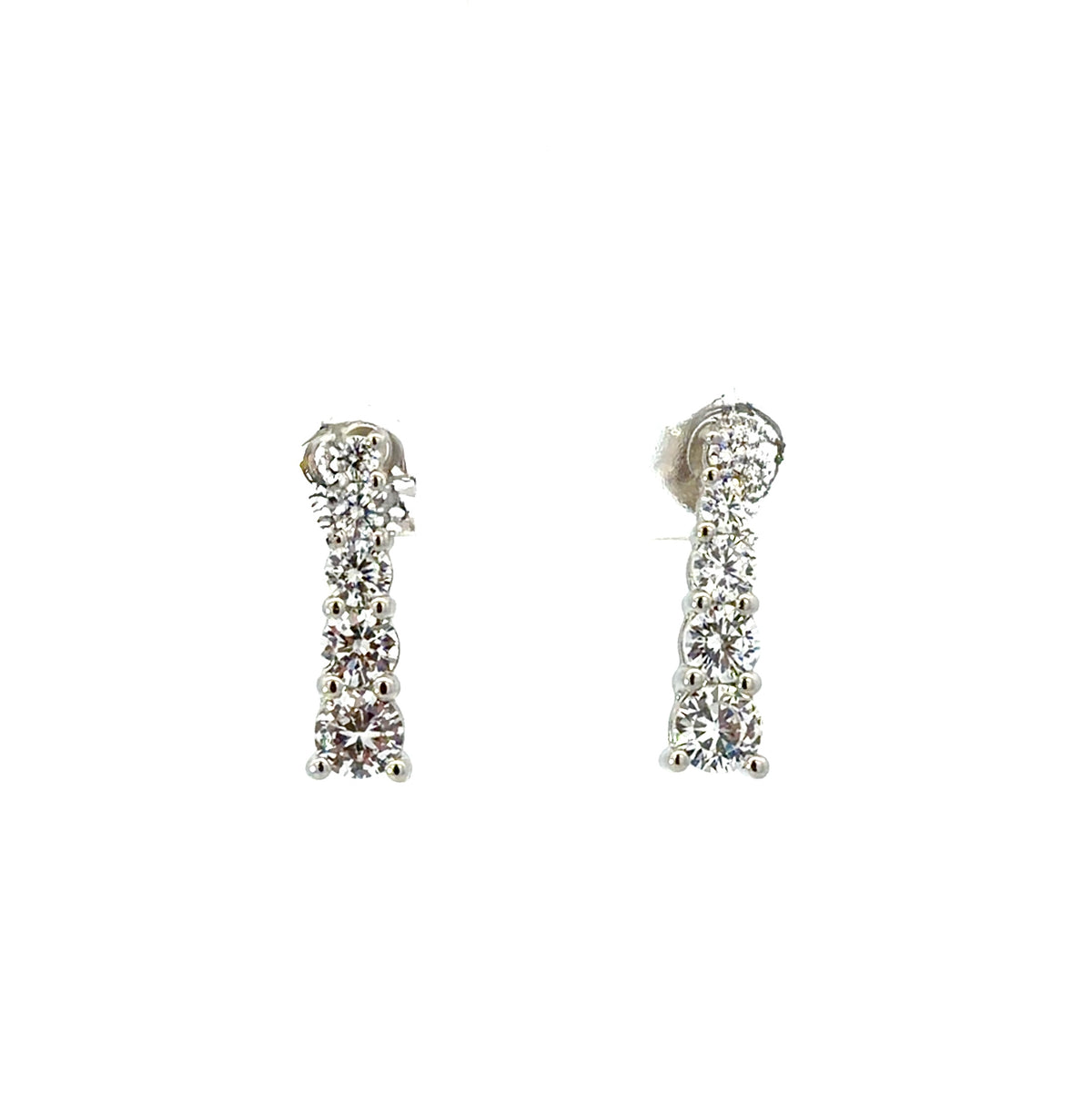 Sterling Silver Cubic Zirconia Post Drop Earrings