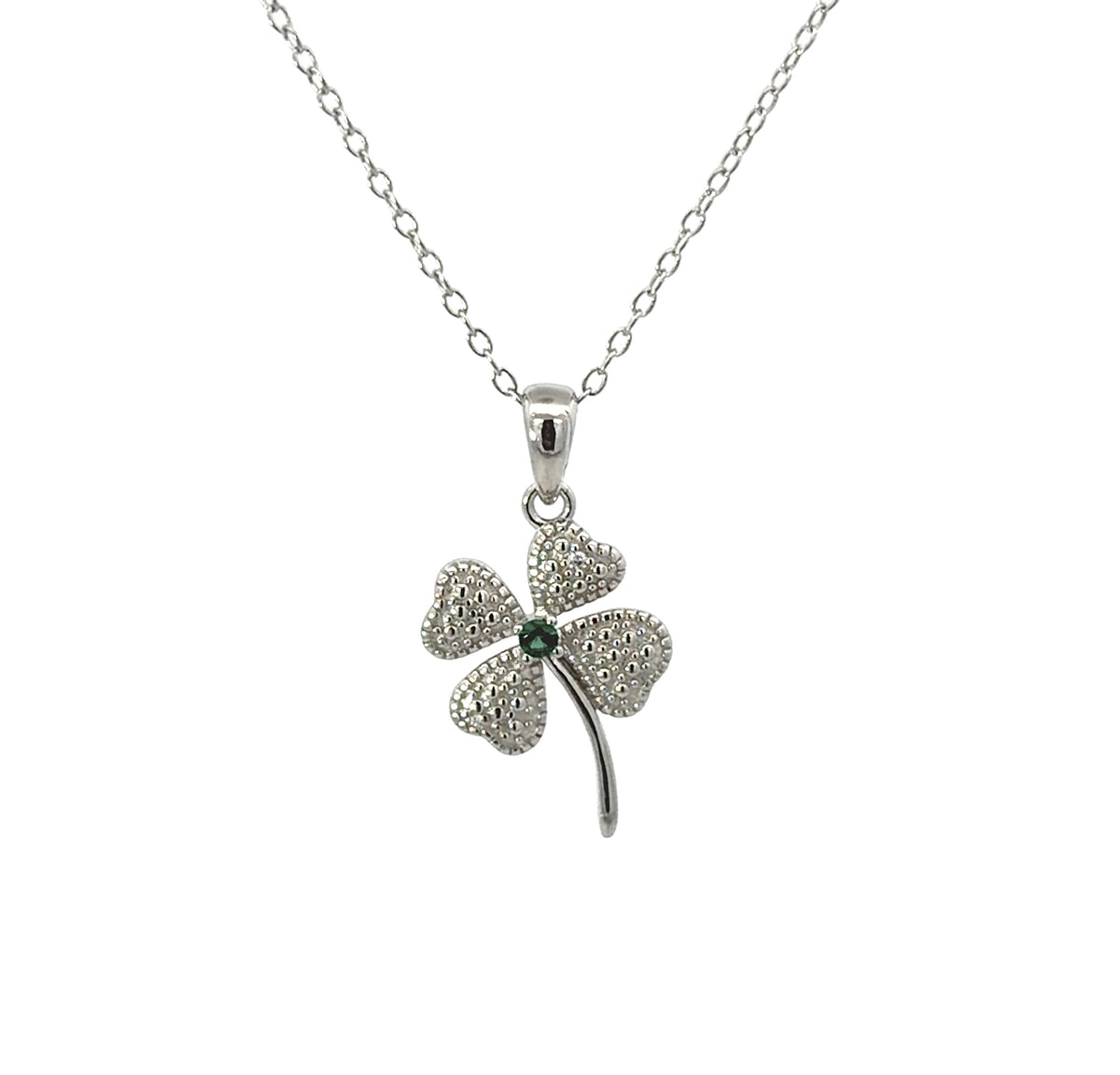 Sterling Silver Four Leaf Clover  Necklace