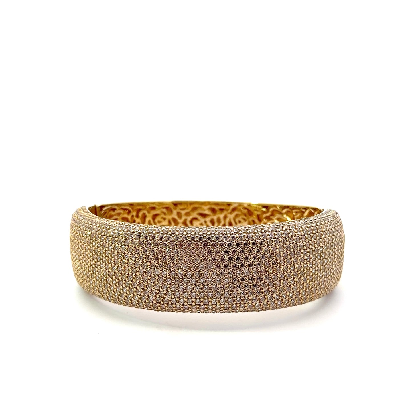 Sterling Silver Gold Plated Cubic Zirconia Bangle Bracelet