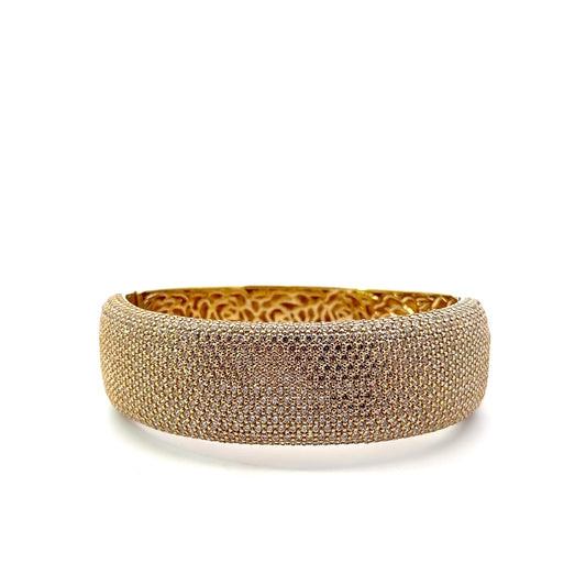 Sterling Silver Gold Plated Cubic Zirconia Bangle Bracelet