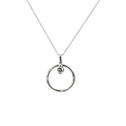 Sterling Silver Cubic Zirconia Circle Necklace