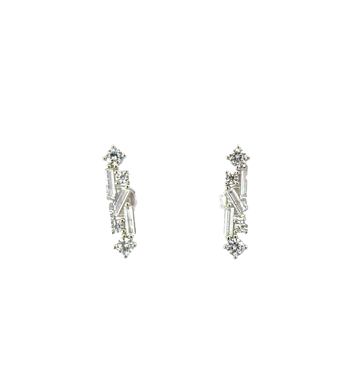 Sterling Silver Multi-cut Cubic Zirconia Stud Earrings