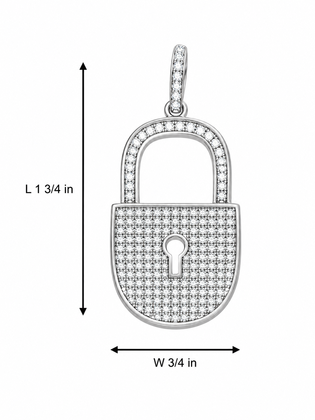 Stainless Steel Pavé Encrusted Padlock Pendant