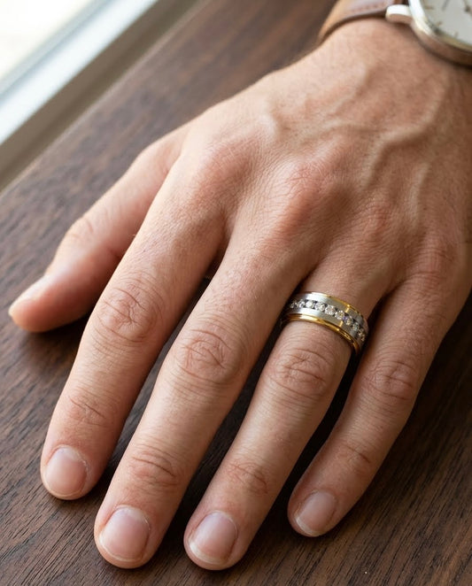 Gold Plated Stainless Steel Cubic Zirconia Ring