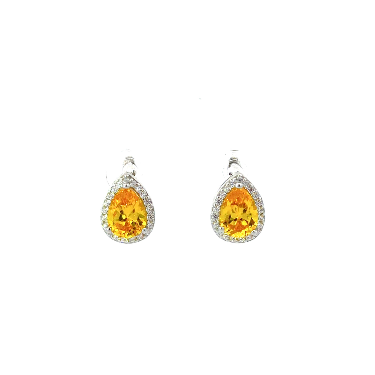 Sterling Silver Teardrop Yellow Topaz  Lever-back Earrings