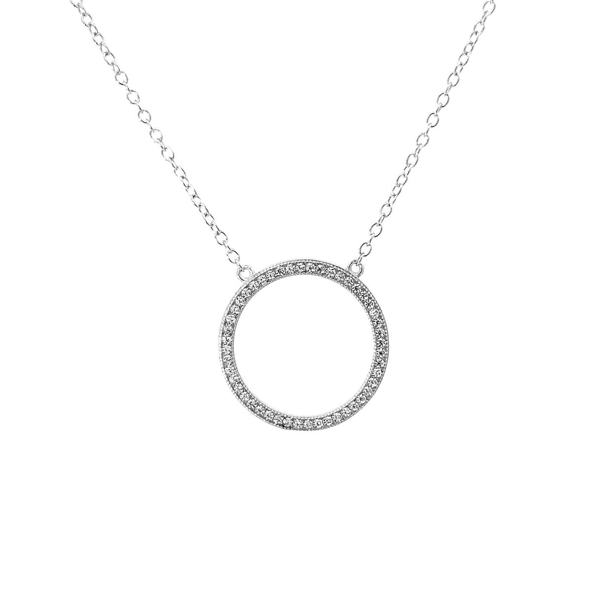Sterling Silver Cubic Zirconia Circle Necklace