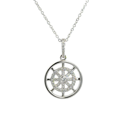 Sterling Silver Nautical Style Cubic Zirconia Necklace