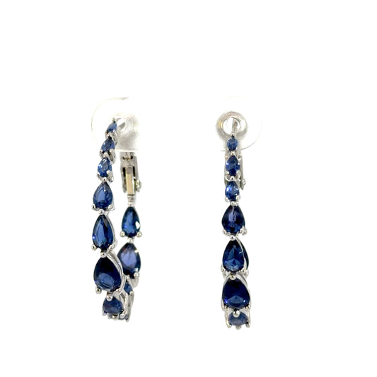 Pear Shaped Cubic Zirconia Medium  Hoop Earrings