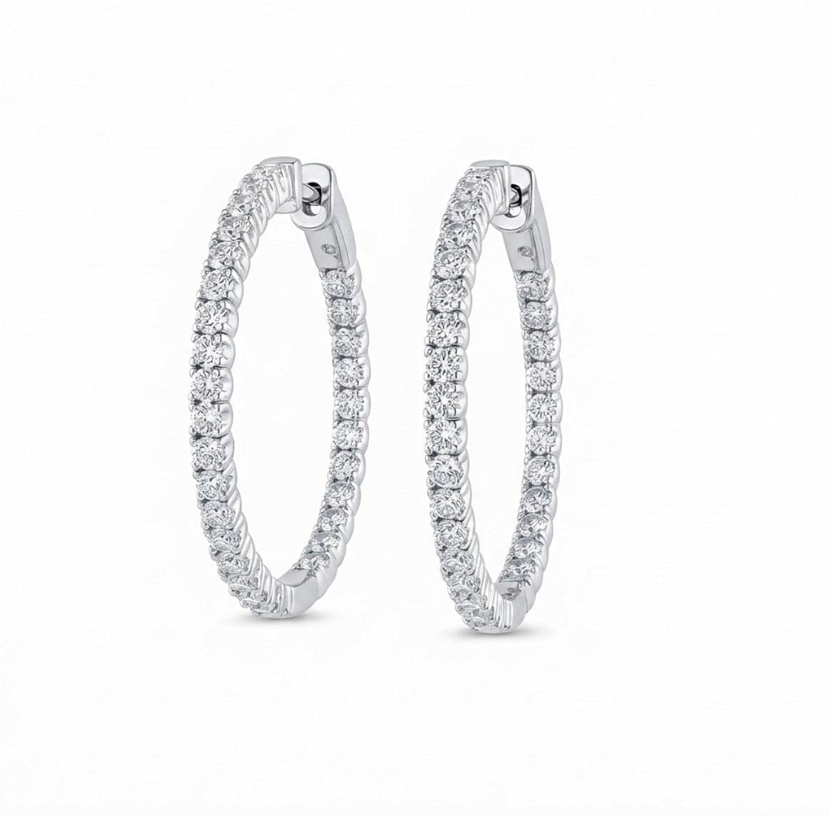 Sterling Silver Cubic Zirconia Inside-out hoop Earrings