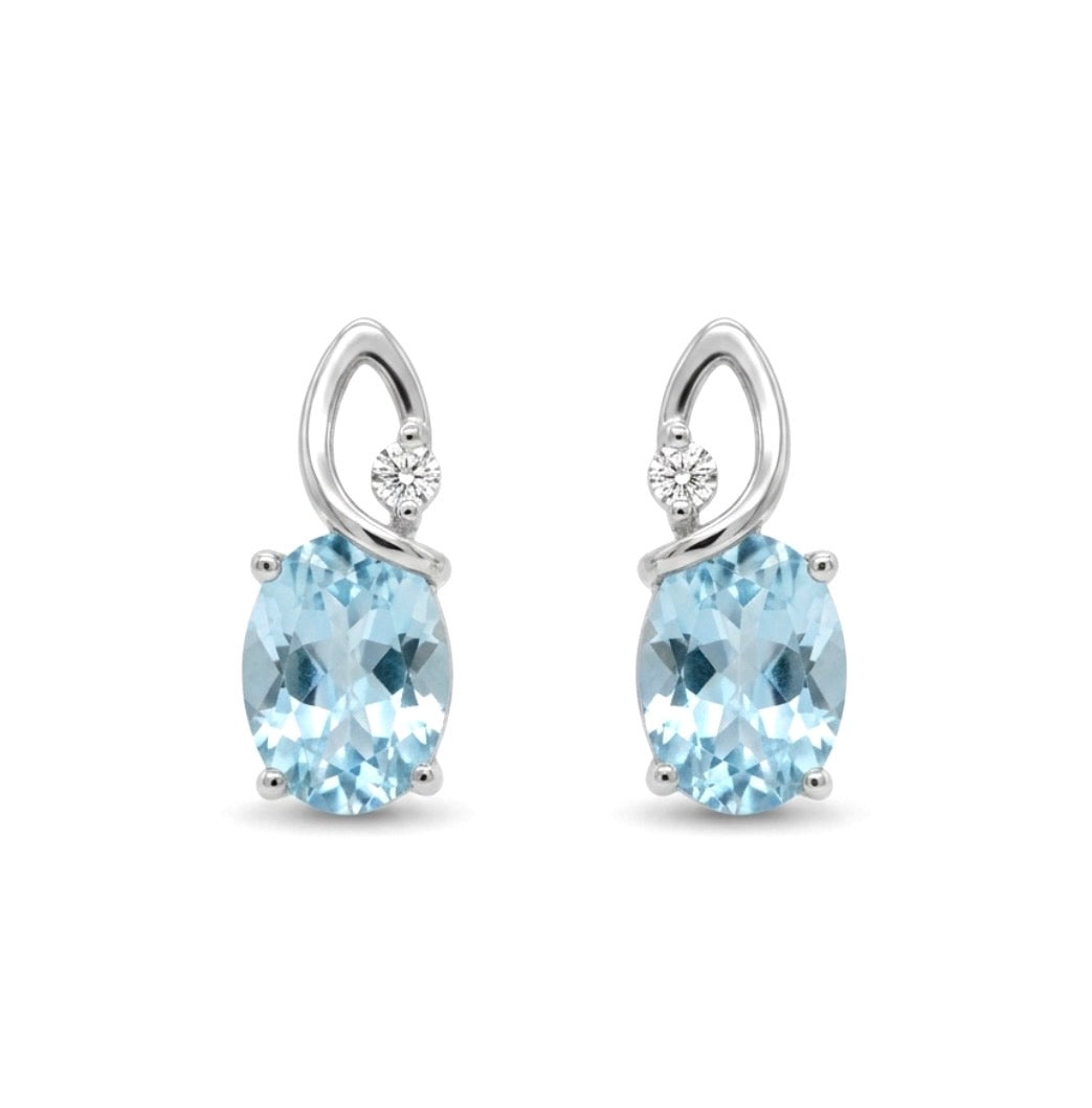 Sterling Silver Oval cut Aquamarine Earrings