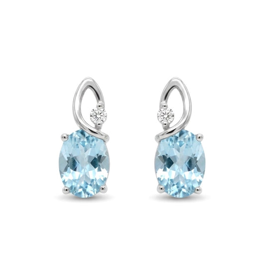 Sterling Silver Oval Aquamarine Stud Earrings