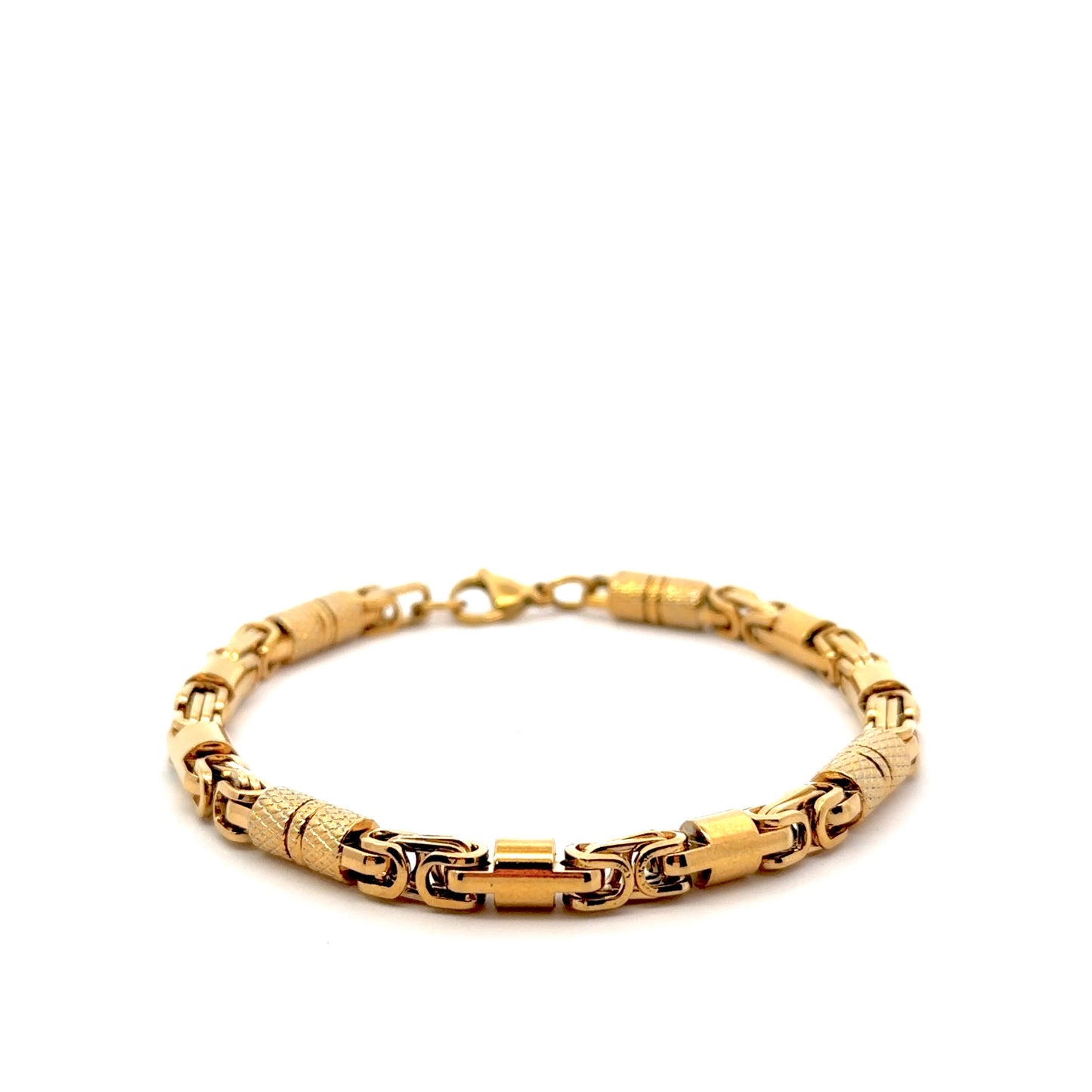 Men's Gold-Plated Byzantine Box Link  Chain Bracelet