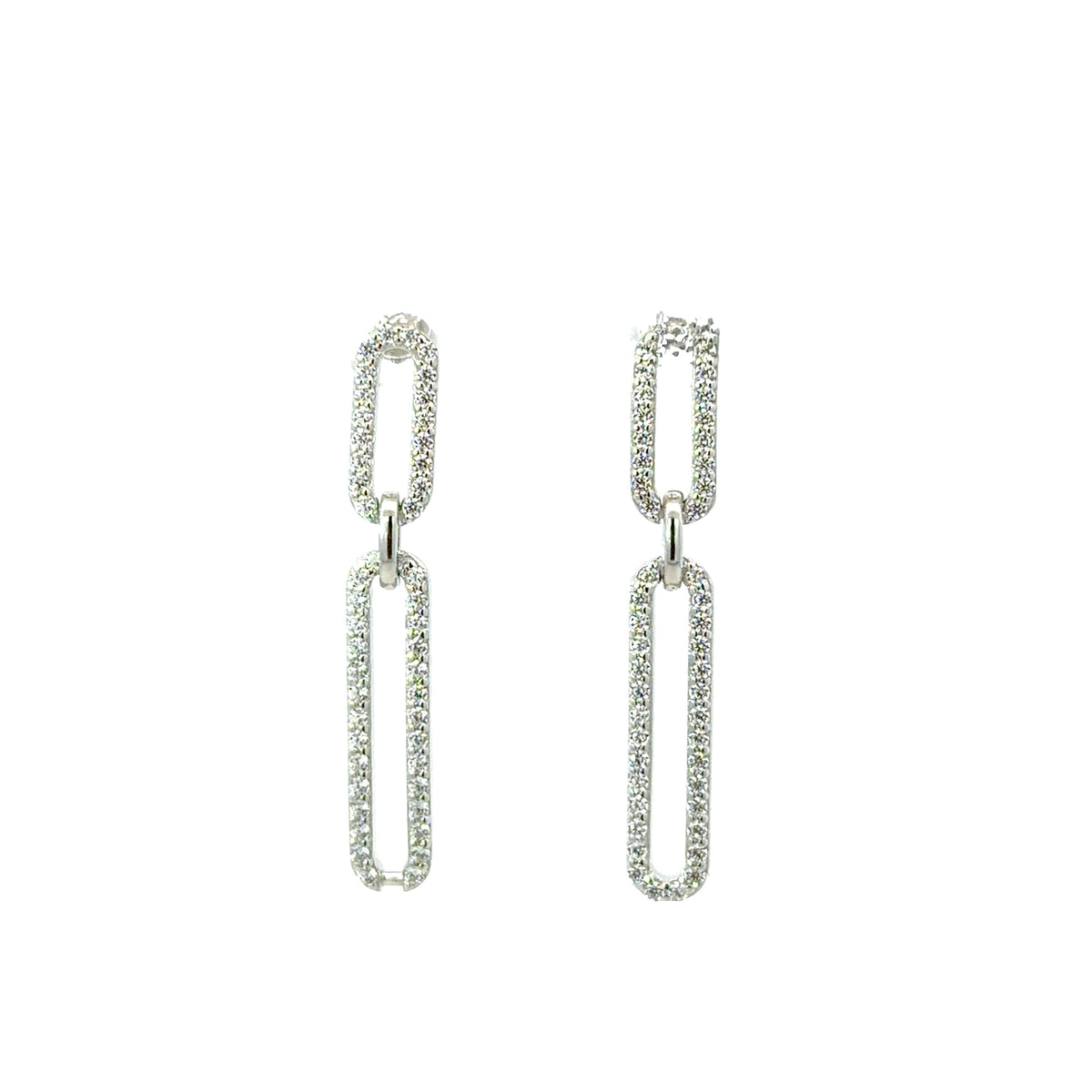 Sterling Silver Cubic Zirconia Link Earrings