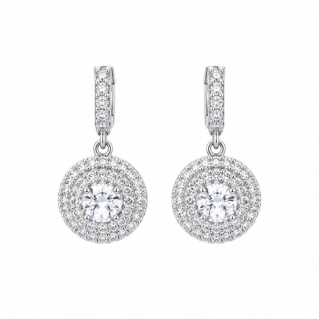 Sterling Silver Pave Drop Earrings