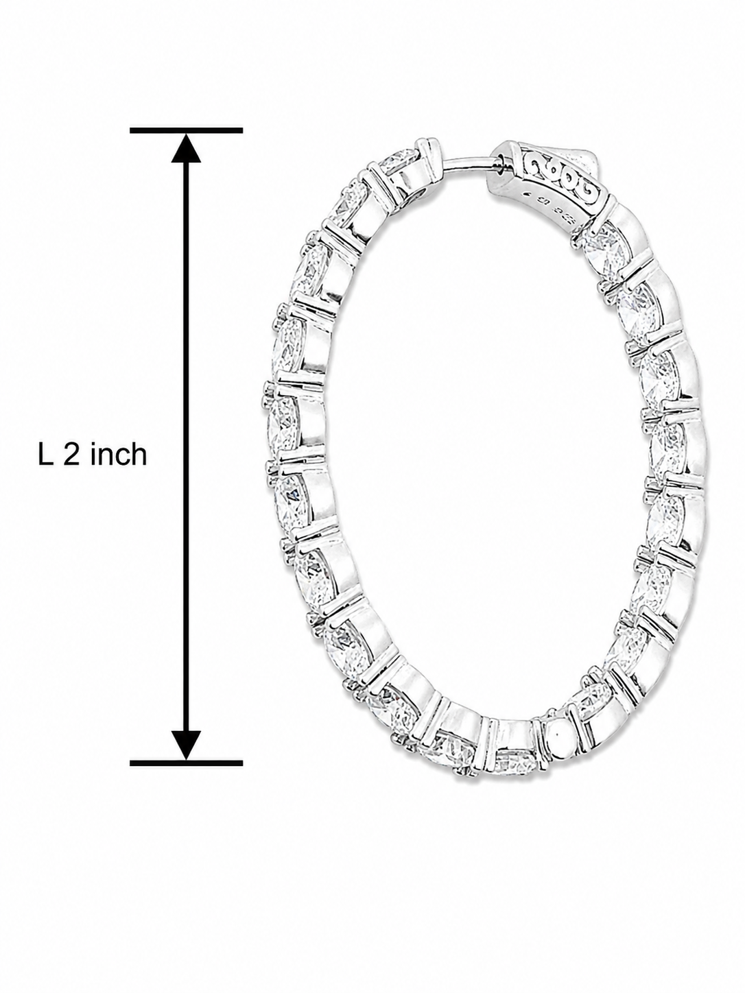 Sterling Silver Cubic Zirconia Inside-Out Hoop Earrings