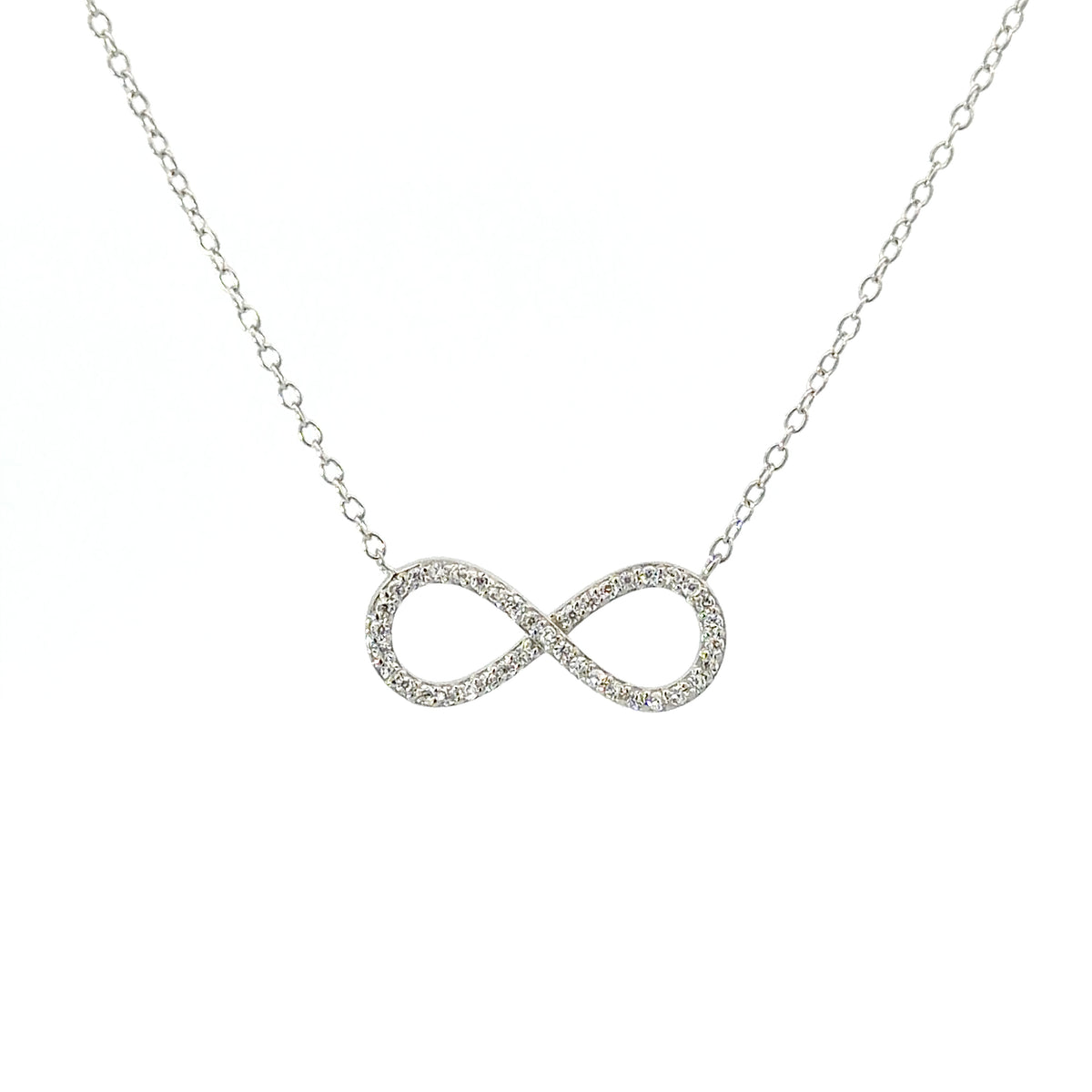Sterling Silver Cubic Zirconia Infinity Necklace