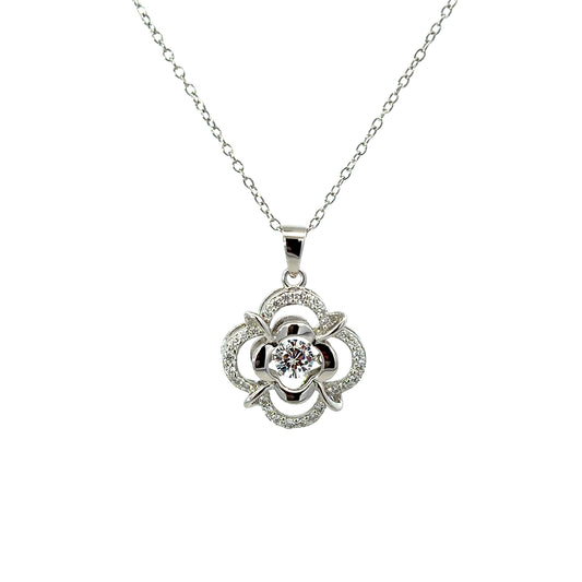 Sterling Silver Dancing Floral Pendant Necklace