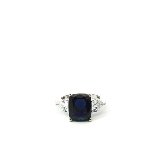 Sterling Silver Three-stone Sapphire Ring