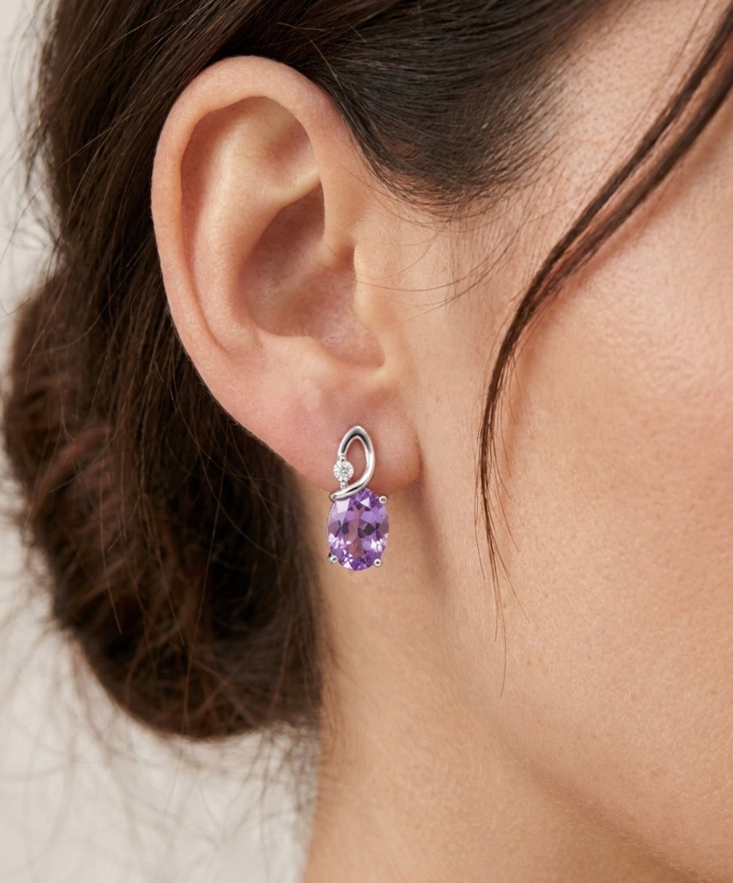 Sterling Silver Alexandrite Oval cut Earrings