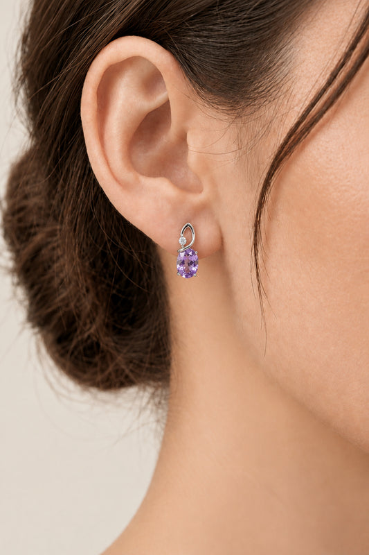 Sterling Silver Amethyst Stud Earrings