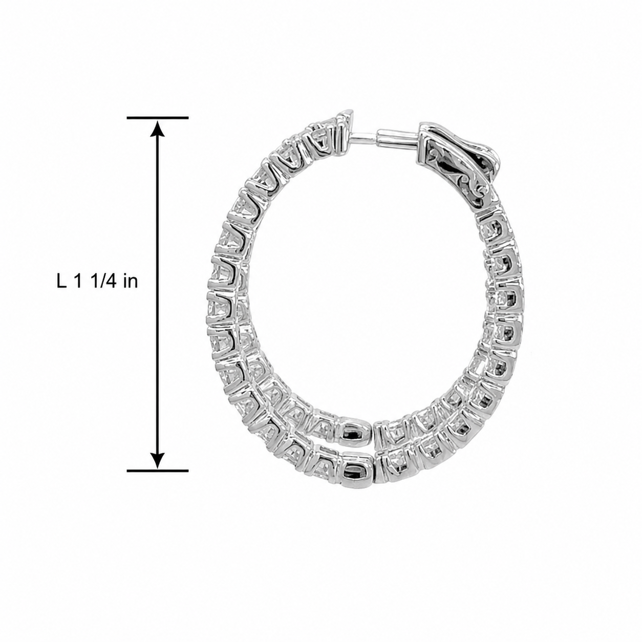 Luxury Sterling Silver Cubic Zirconia Oval Inside-Out Hoop Earrings