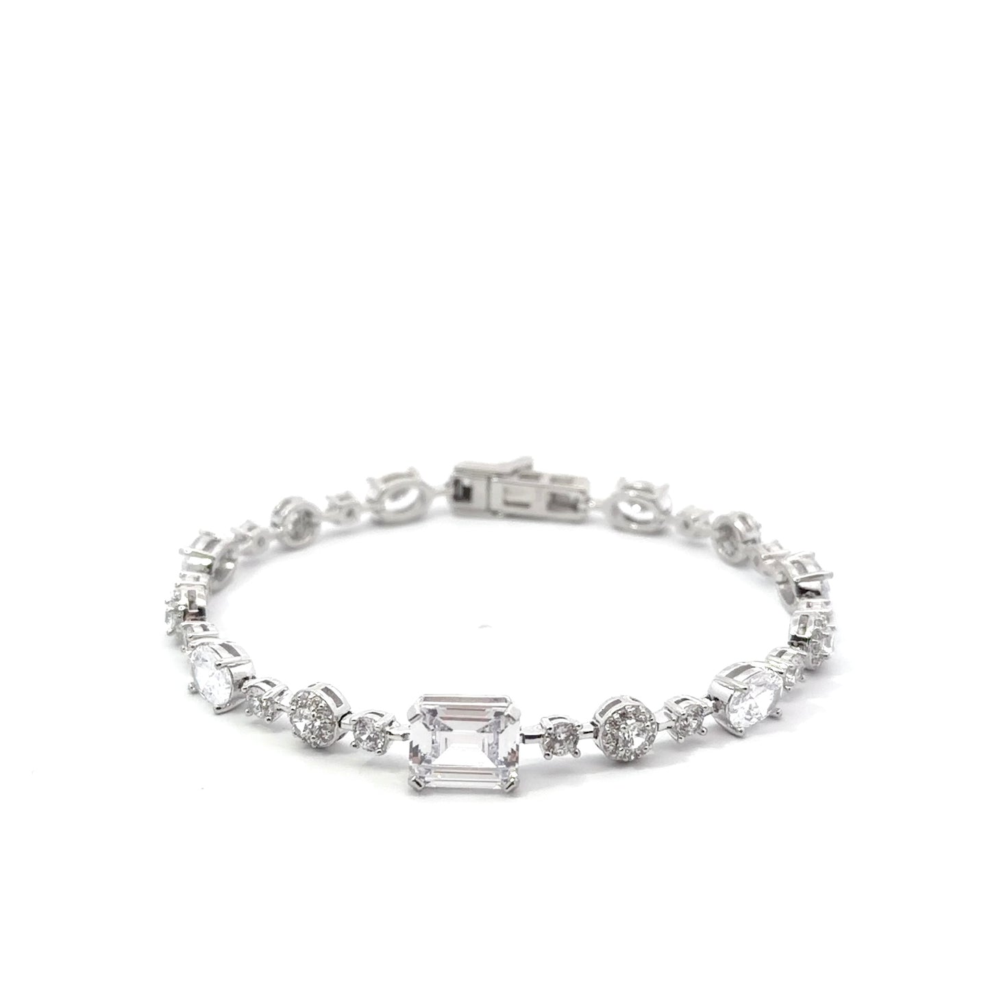 Sterling Silver Multi cut Cubic Zirconia Tennis Bracelet