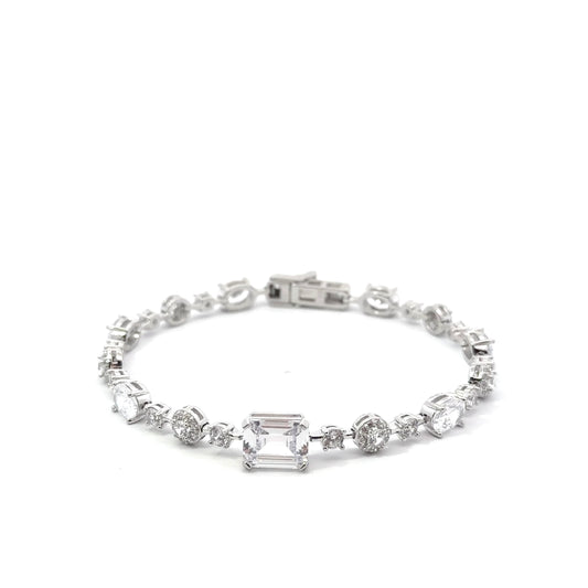 Sterling Silver Multi cut Cubic Zirconia Tennis Bracelet