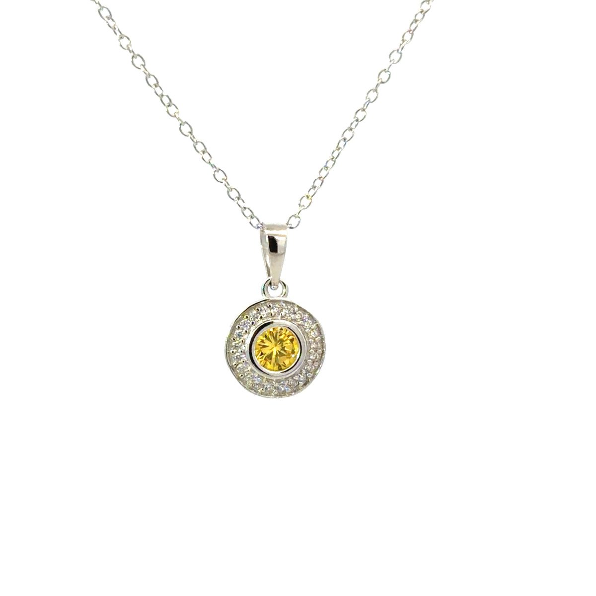 Sterling Silver Yellow Topaz Necklace