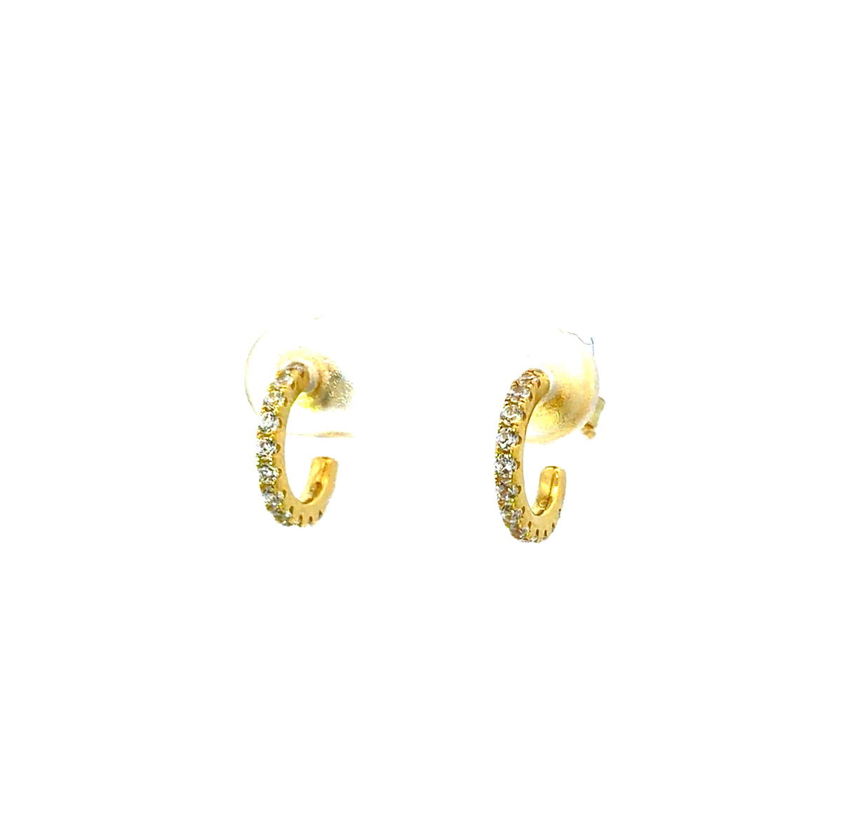 Sterling Silver Gold Plated Cubic Zirconia Cuff Earrings