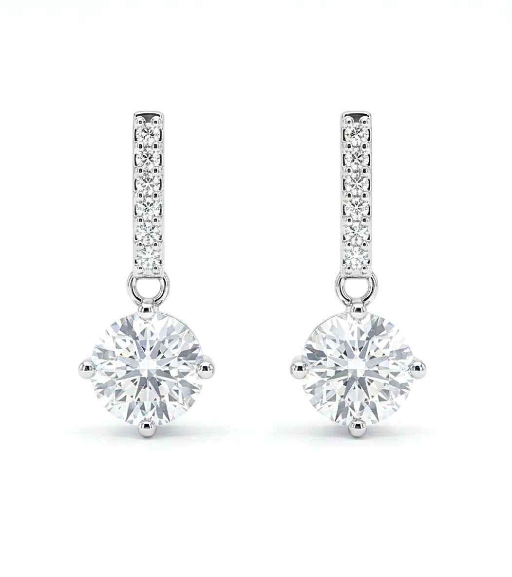 Sterling Silver Radiant-Cut Cubic Zirconia Drop Earrings