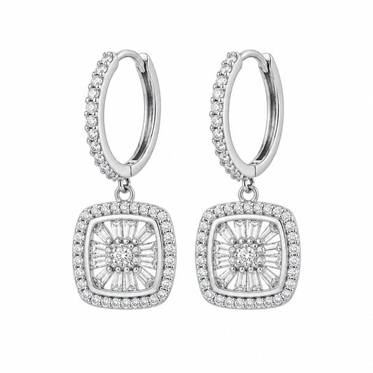 Sterling Silver Huggie Hoop With Charm Earrings
