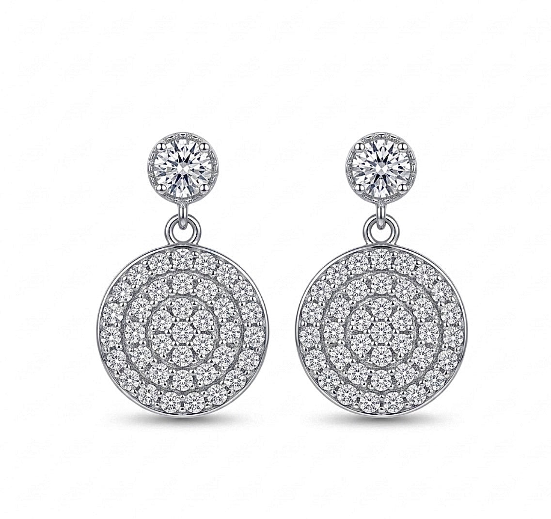 Sterling Silver Cubic Zirconia Round Drop Earrings