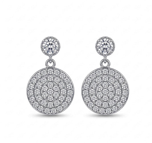Sterling Silver Cubic Zirconia Circle Drop Earrings