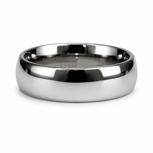 The Horizon Slim: 6mm High-Polish Domed Tungsten Band