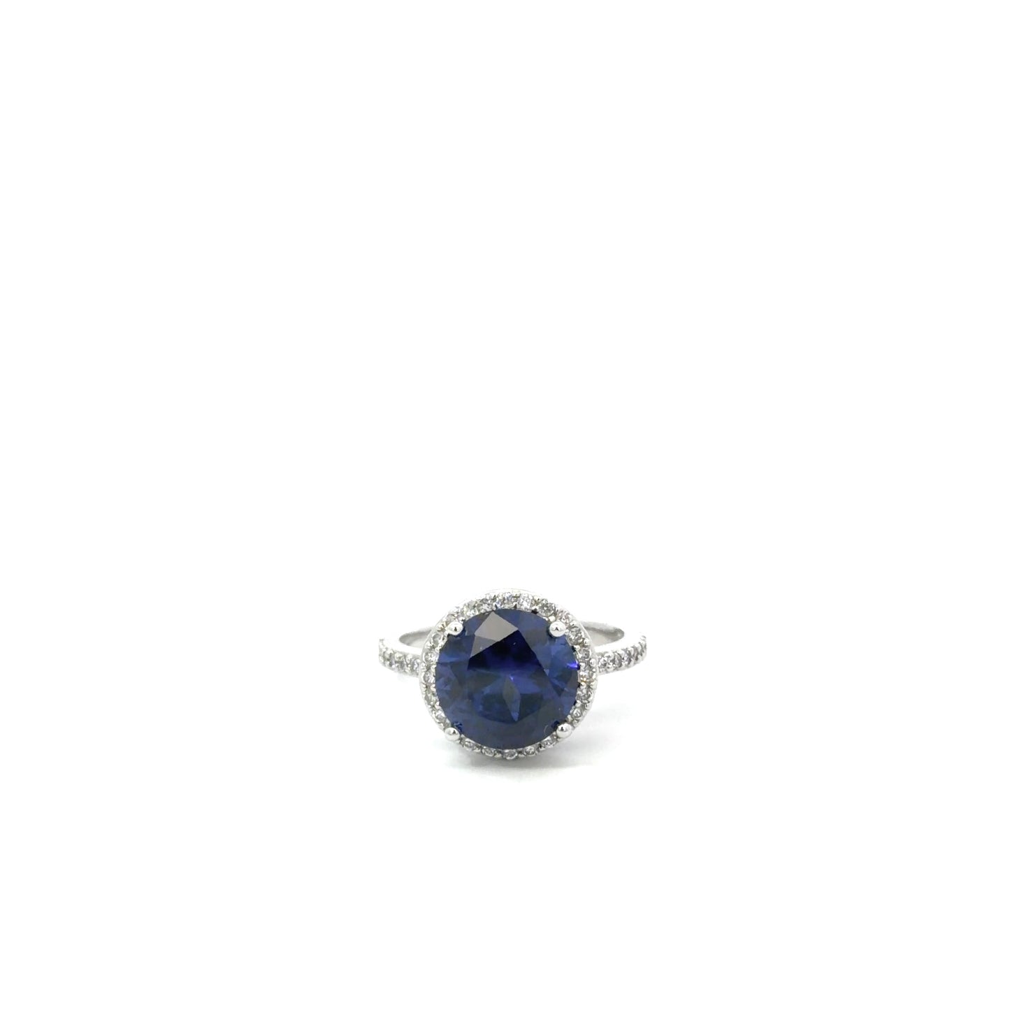 Sterling Silver Round Sapphire Ring