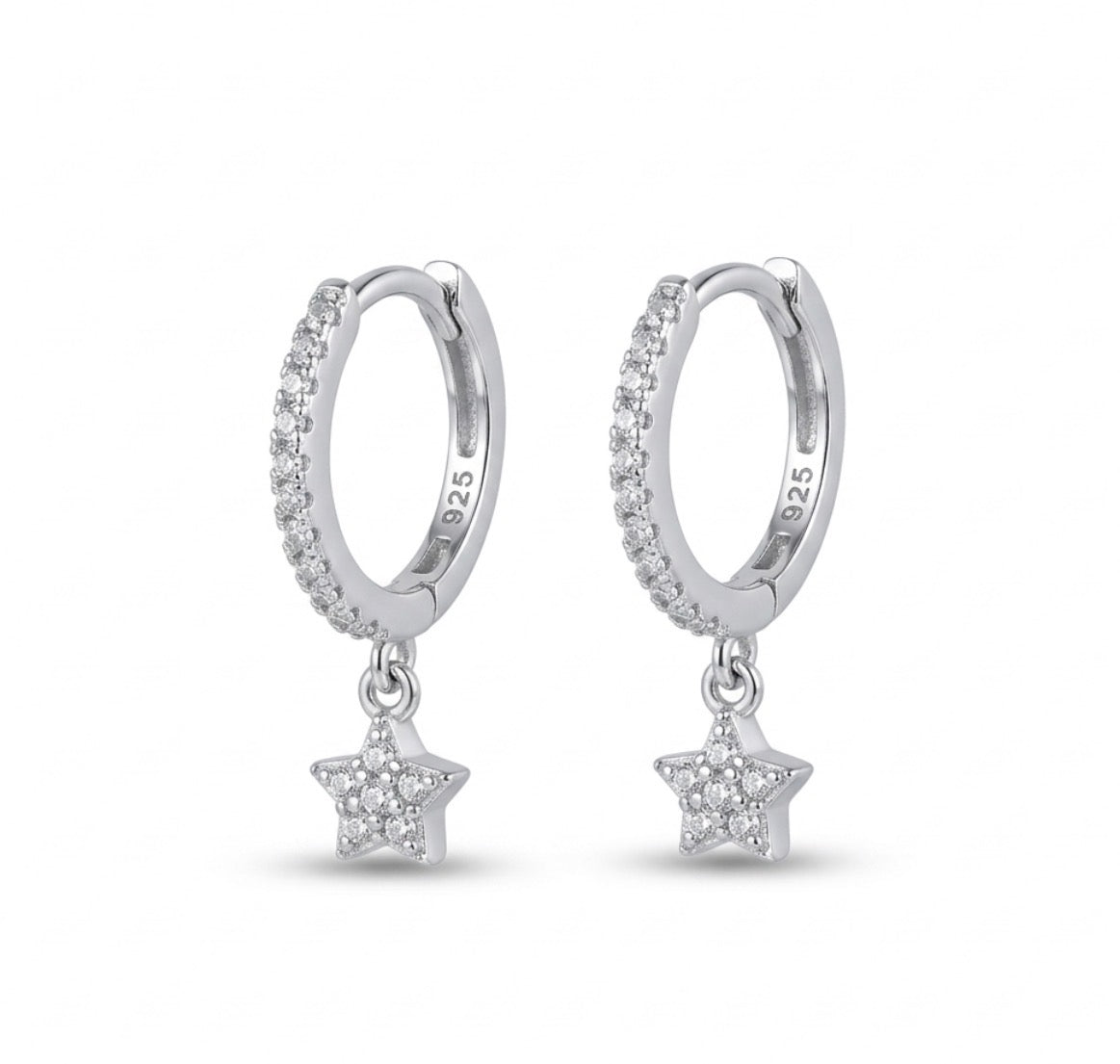 Sterling Silver Star Shaped Huggie Earrings