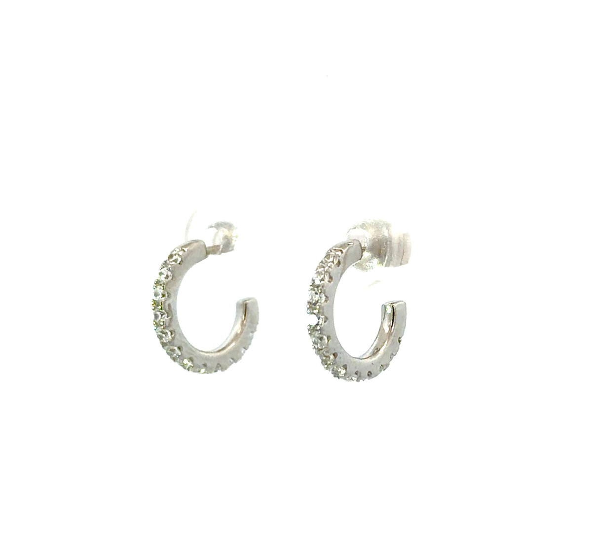 Sterling Silver Cubic Zirconia Huggie Earrings