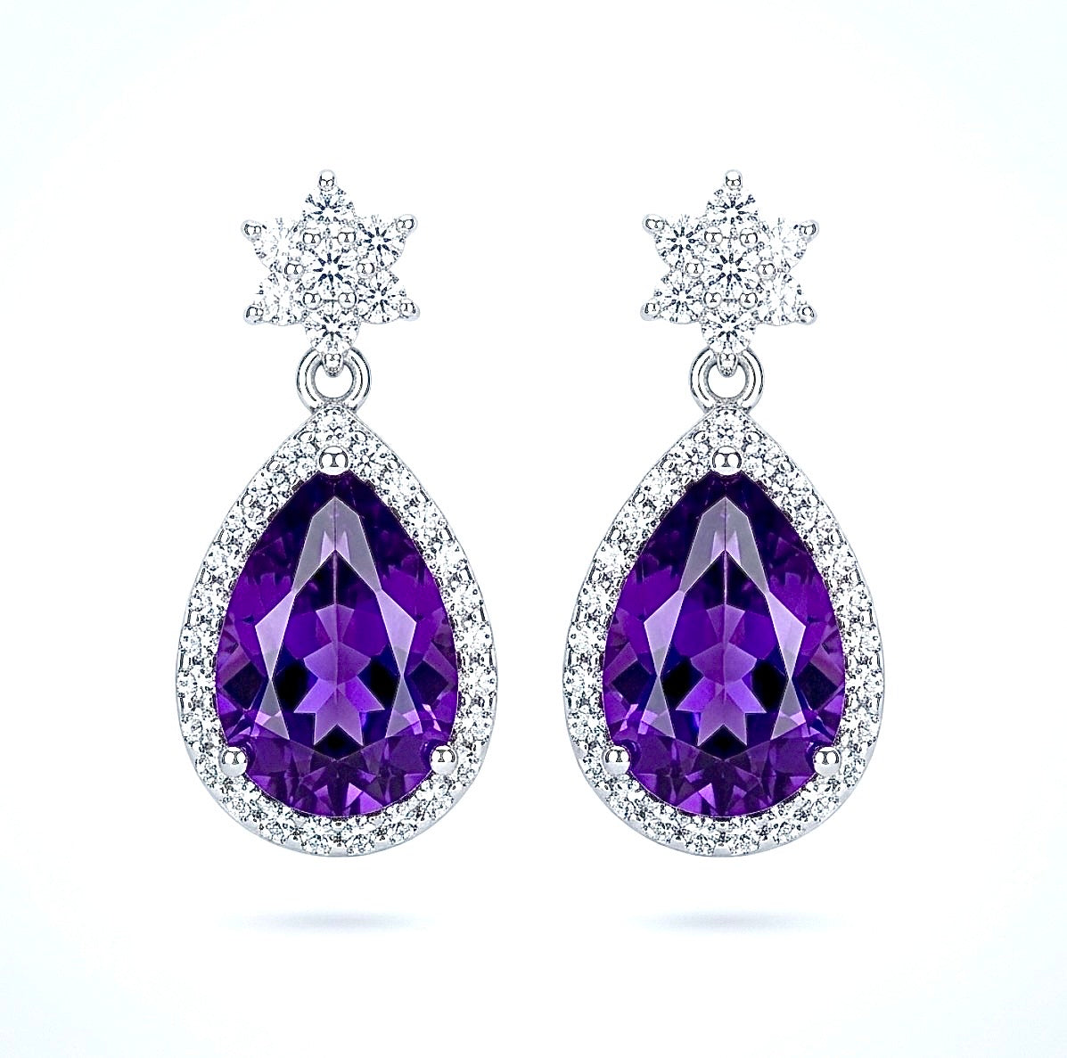 Sterling Silver Amethyst Teardrop Earrings