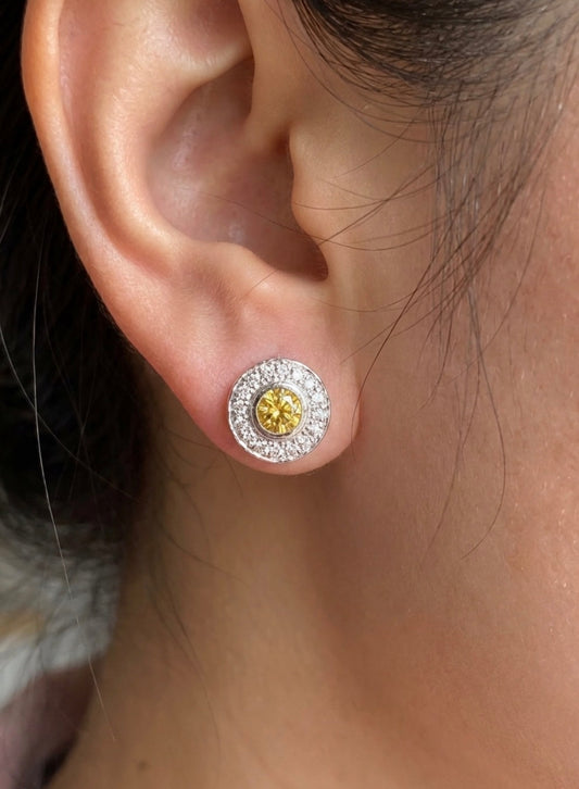 Sterling Silver Yellow Topaz Stud Earrings