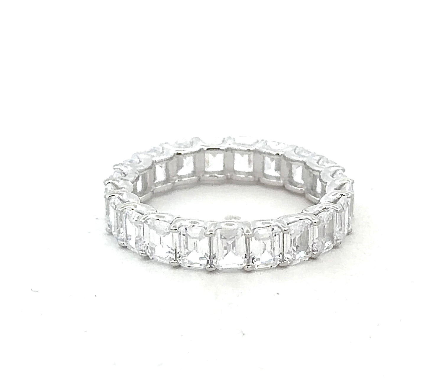 Sterling Silver Emerald cut Eternity Ring