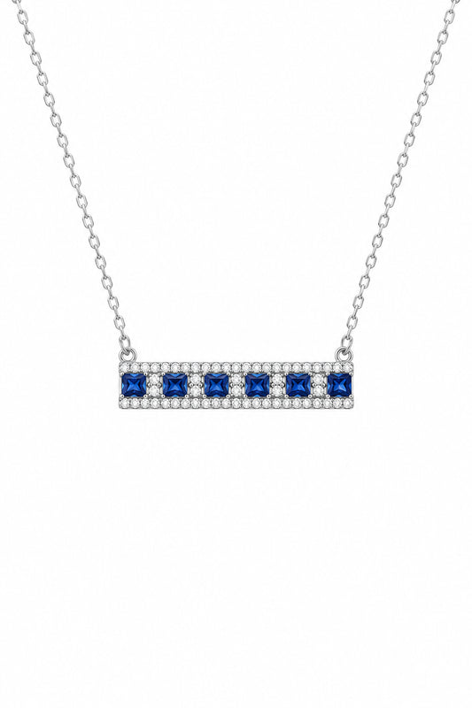 Sterling Silver Sapphire Bar Necklace